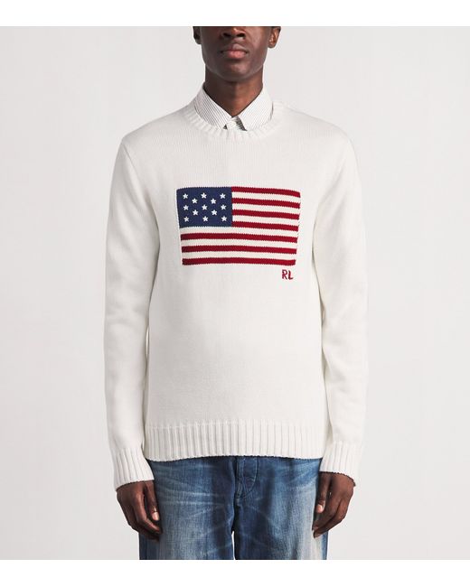 Polo Ralph Lauren White American Flag Sweater for men