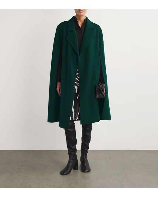 Wolk Morais Green Cashmere Belted On Set Cape