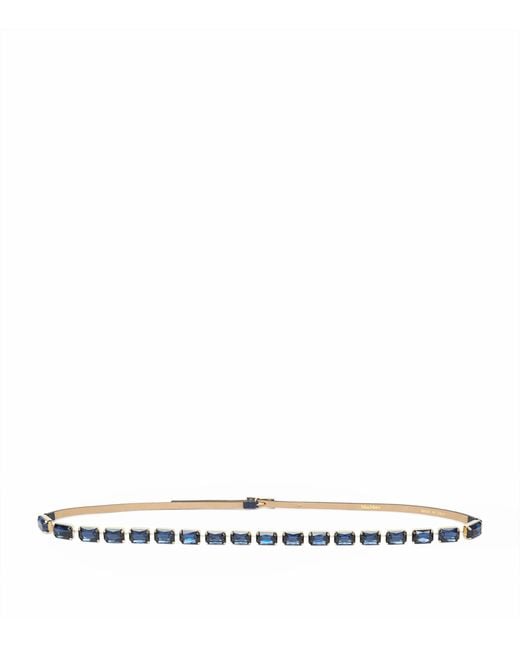 Max Mara White Leather Jewelled Belt
