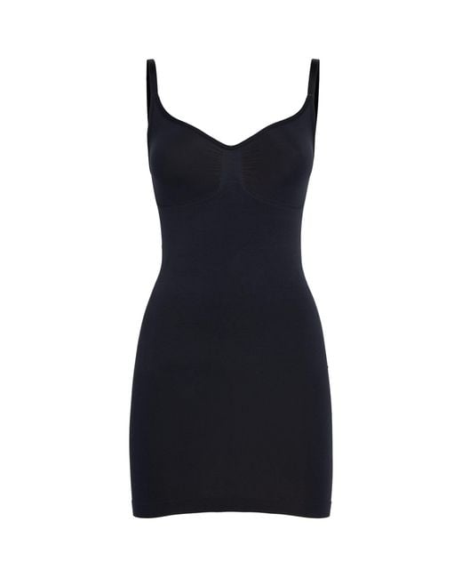 Skims Black Seamless Sculpt Stretch-woven Slip Dress