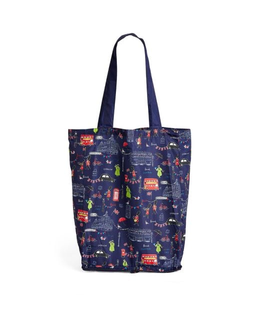 Harrods Blue Recycled Sw1 Knightsbridge Pocket Shopper Bag
