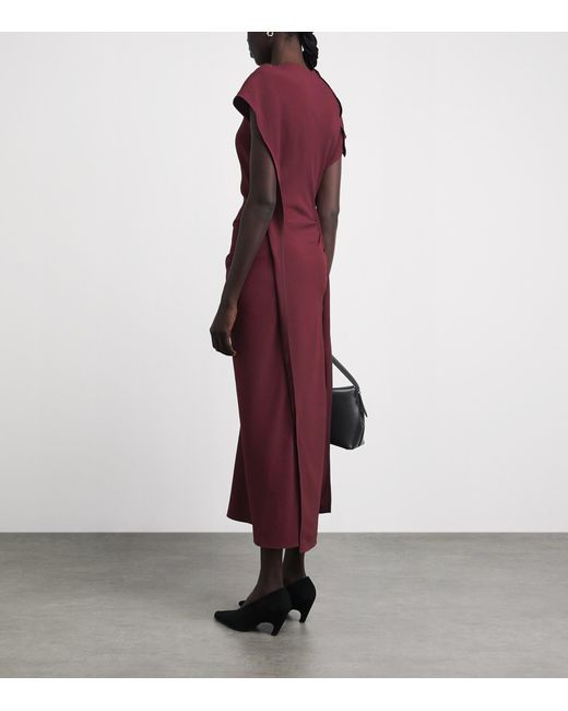 Victoria Beckham Purple Satin Asymmetric Victoria Midi Dress