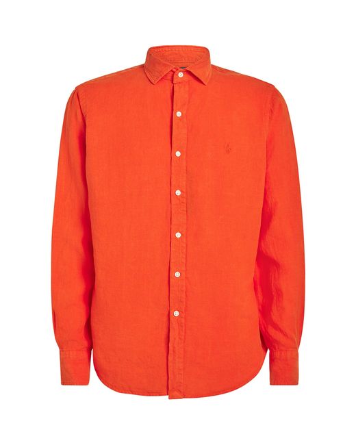 Polo Ralph Lauren Red Linen Custom-Fit Shirt for men