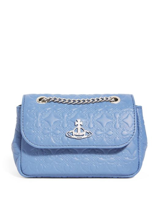 Vivienne Westwood Blue Small Embossed Leather Shoulder Bag