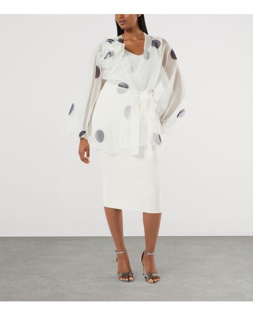Marina Rinaldi White Cady Midi Pencil Skirt