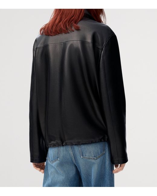 Loewe Black Leather Track Jacket for men