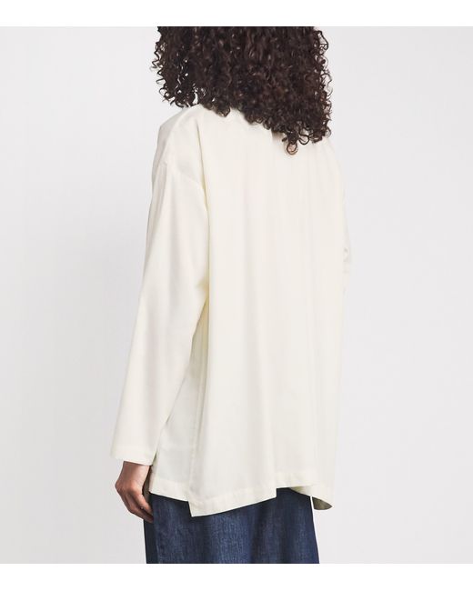 Eskandar White Brushed Double Stand-Collar Shirt