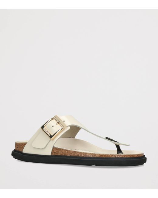 Birkenstock White Patent Leather Gizeh Sandals