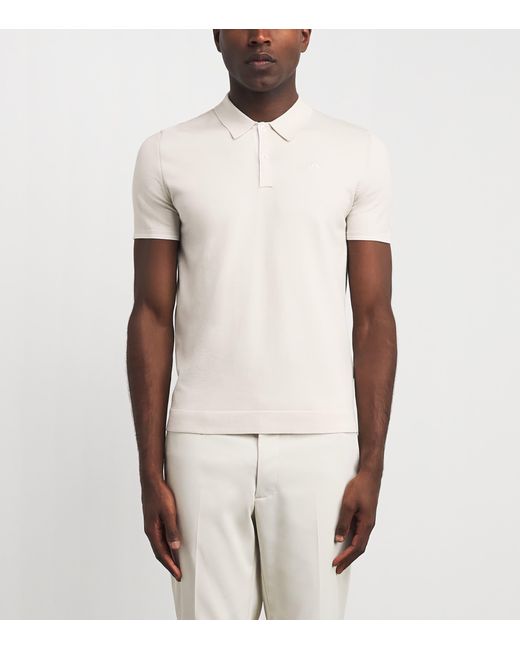 J.Lindeberg White Matheo Knit Golf Polo Shirt for men