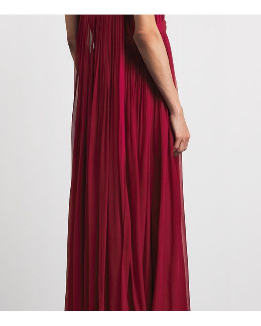 Pamella Roland Red Chiffon Plunge Gown