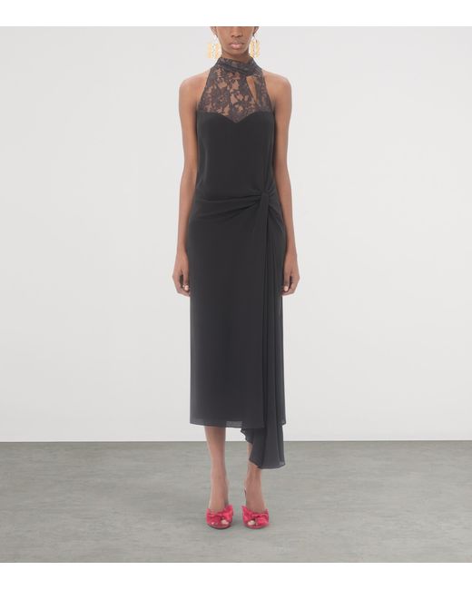 Valentino Black Silk Georgette Midi Dress