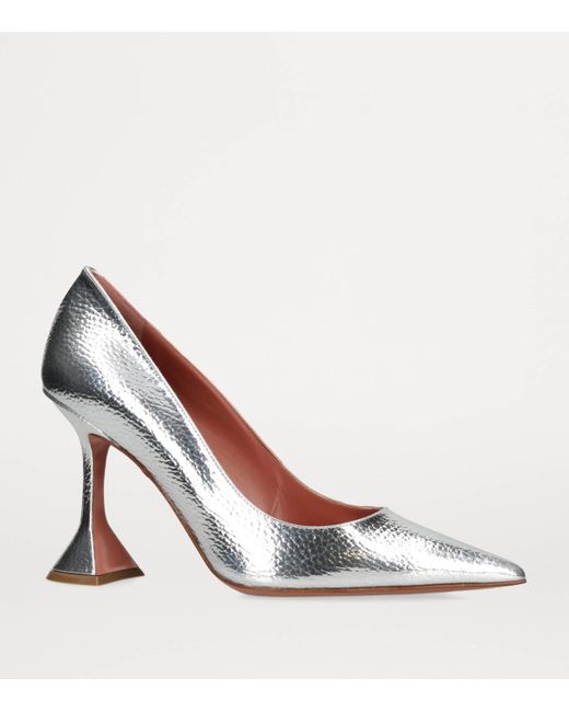 AMINA MUADDI Metallic Leather Ami Pumps 95