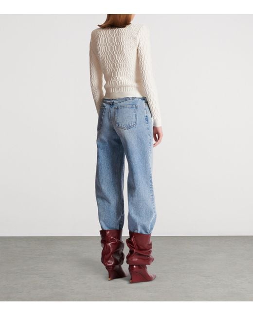 Balmain White Crocodile-Knit Cardigan