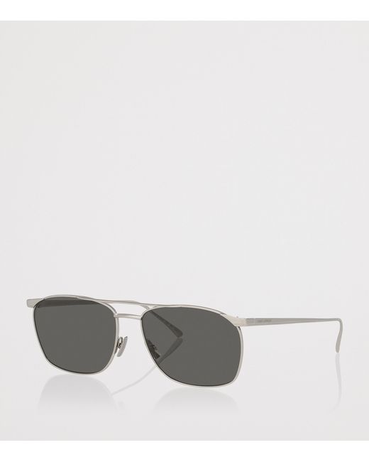 Saint Laurent Gray Metal Pilot Sunglasses for men