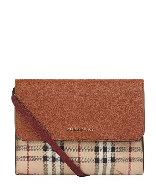 Burberry Small Loxley Leather And Haymarket Check Cross Body Bag in Natural Lyst
