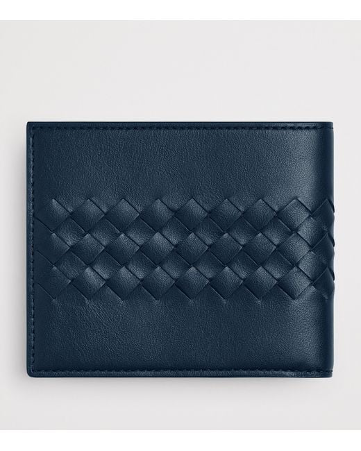 Bottega Veneta Blue Leather Intrecciato Avenue Bifold Wallet for men