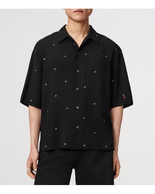 AllSaints Black Short-Sleeve Cardsuit Shirt for men