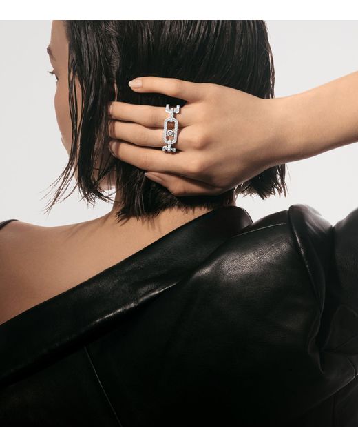 Messika Metallic So Move And Diamond 2-Finger Pavé Ring
