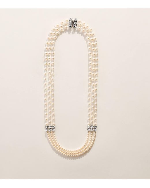Alessandra Rich Natural Faux Pearl Layered Necklace