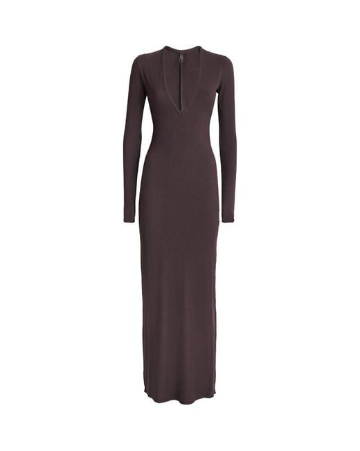skims soft lounge long slip dress long sleeve SKIMS Soft Lounge Long Sleeve Slip Dress Wine SMALL