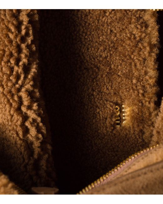 Miu Miu Brown Suede-Shearling Aventure Shoulder Bag