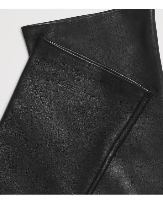 Balenciaga Black Leather Long Gloves