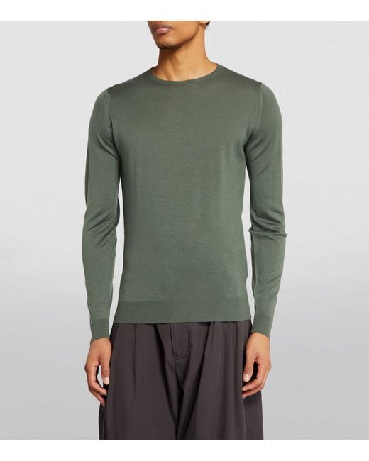 John Smedley Green Extra-fine Merino Wool Sweater for men