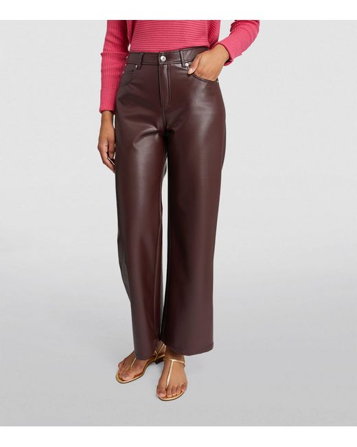 MAX&Co. Purple Faux-leather Straight-leg Trousers