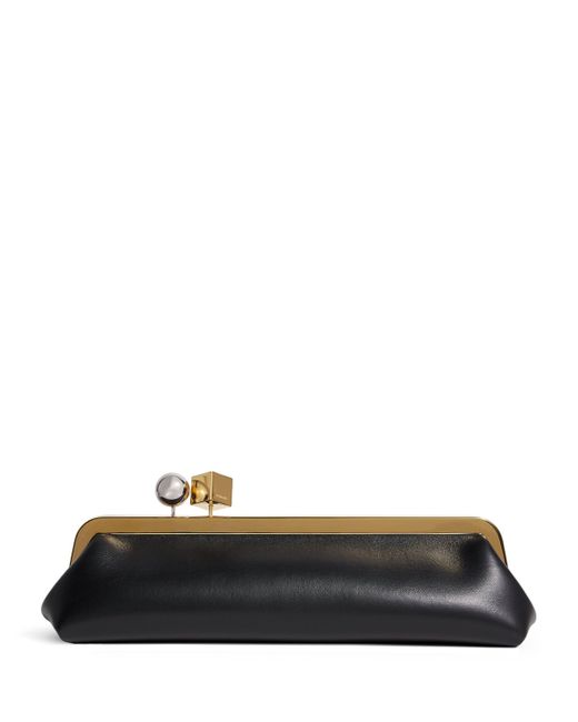 Jacquemus Black Leather La Salon Clutch Bag