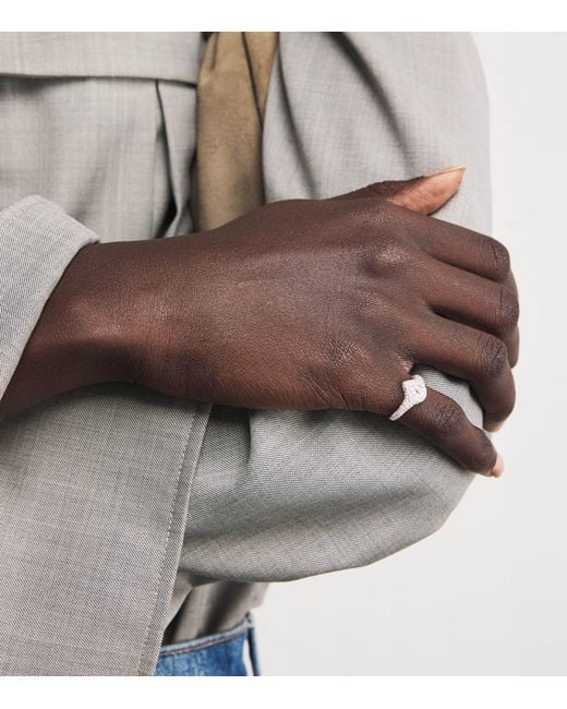 Jacquie Aiche White And Diamond Teardrop Signet Ring