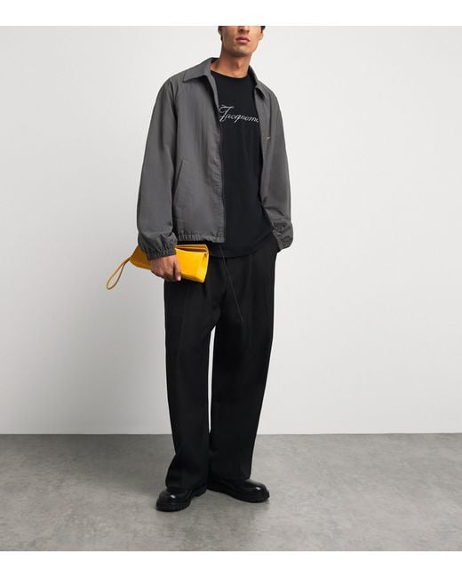 Jacquemus Gray Embroidered Initial Windbreaker Jacket for men