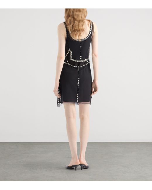 Prada Black Tulle Embellished Mini Dress