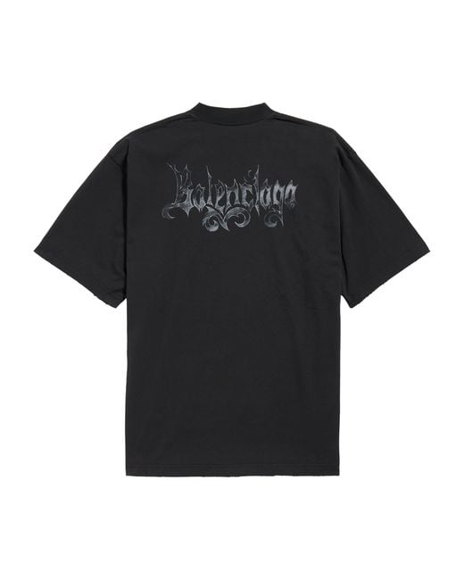 Balenciaga Black Cotton Sketchy Logo T-Shirt for men