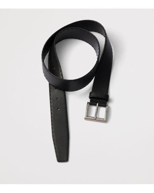 Prada Black Leather Antiqued Belt for men