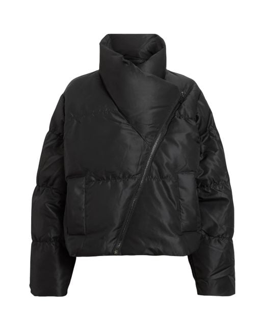 AllSaints Black Asymmetric Nickol Cropped Puffer Jacket