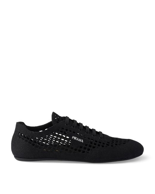 Prada Black Cotton Crochet Collapse Sneakers