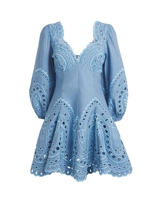 charo ruiz blue mini dress Charo Ruiz Ibiza Esmare Blue Sealace Long Sleeve Mini Dress main image 1