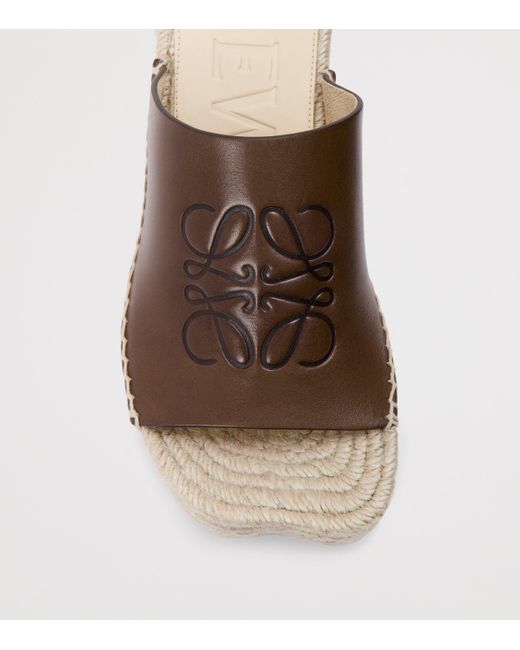 Loewe Brown Leather Petal Espadrille Wedge Sandals 80