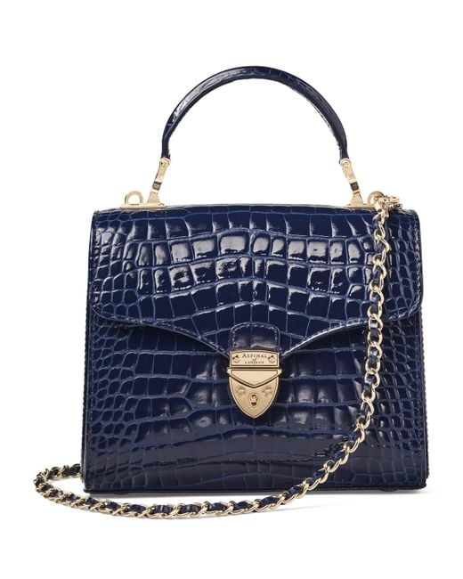 Aspinal Blue Midi Mayfair Top-Handle Bag