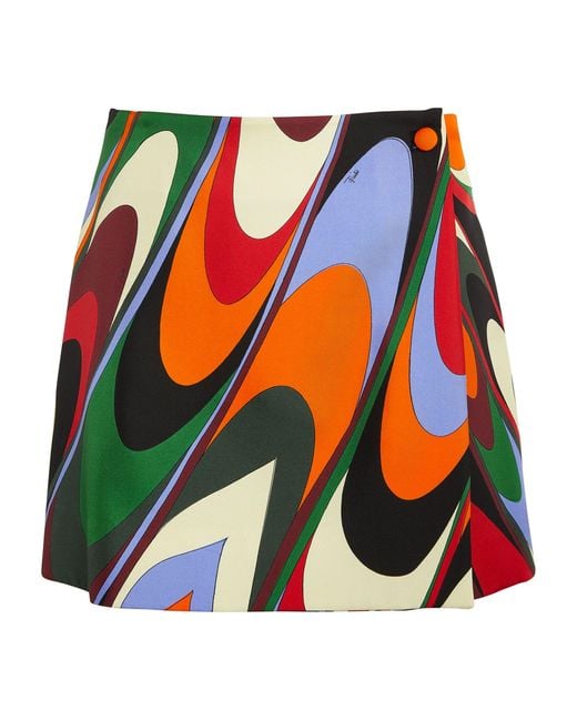 Emilio Pucci Orange Pucci Silk Printed Mini Skirt