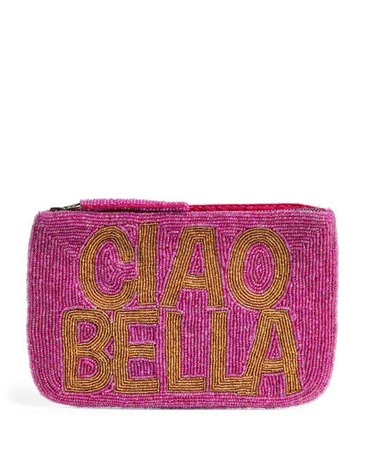 The Jacksons Purple Beaded Ciao Bella Clutch Bag