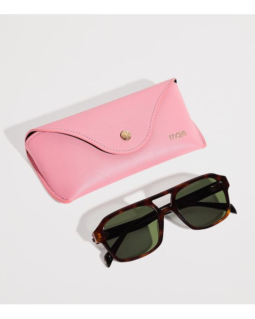 Maje Green Acetate Square Aviator Sunglasses