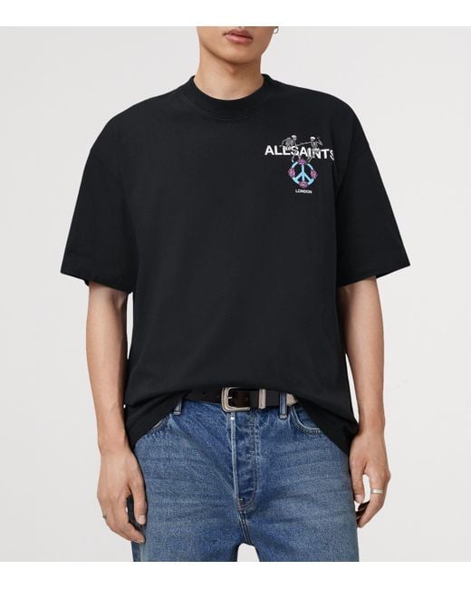 AllSaints Black Organic Cotton Reincarnate T-Shirt for men