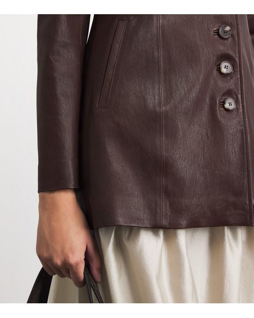 Nour Hammour Brown Monica Leather Jacket