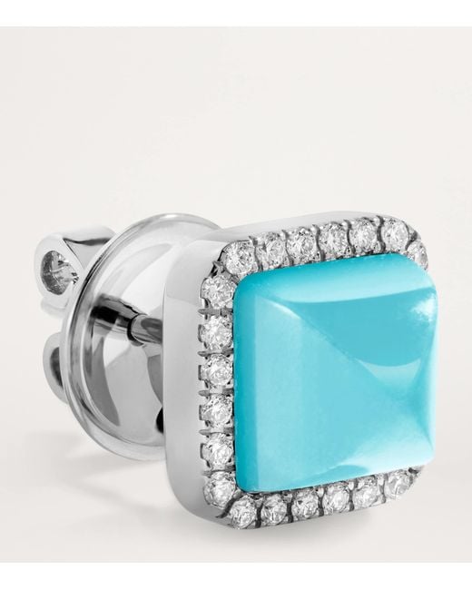 Marli New York Blue Diamond And Chalcedony Cleo Pyramid Earrings
