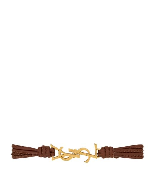 Saint Laurent White Leather Cassandre Bracelet