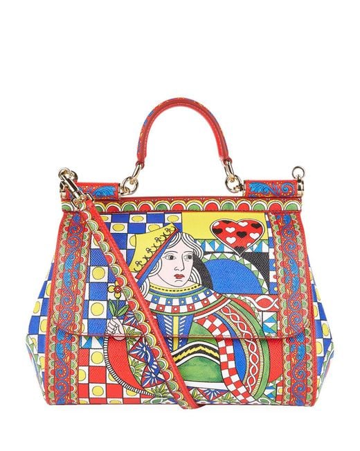 Dolce & Gabbana Playing Card Print Sicily Bag in Red | Lyst