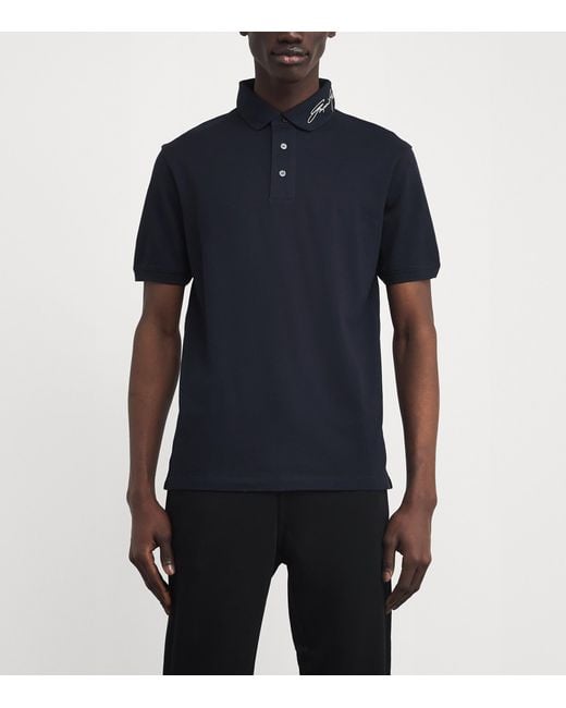 Emporio Armani Blue Cotton Piqué Signature Polo Shirt for men