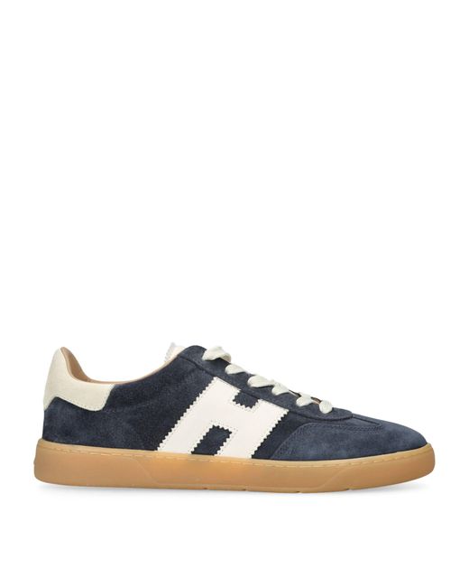Hogan Blue Vy Cool Monogram-embellished Suede Low-top Trainers for men