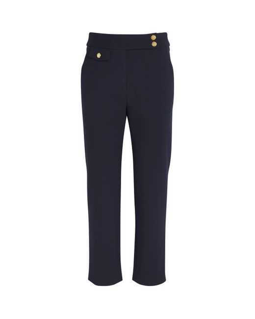 Veronica Beard Blue Woven Cropped Renzo Trousers